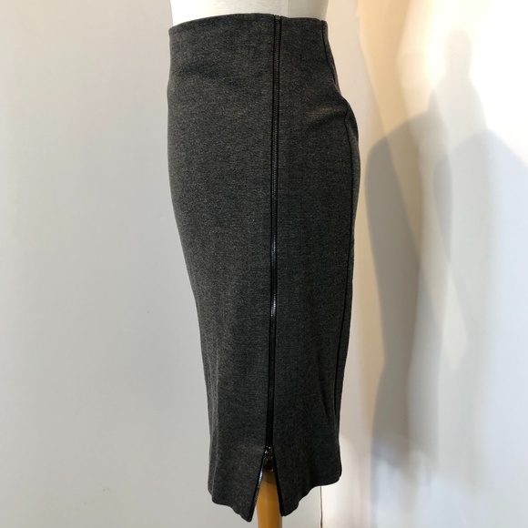 Three Dots Dark Grey Front Asymmetrical Zip Skirt - Picture 2 of 12